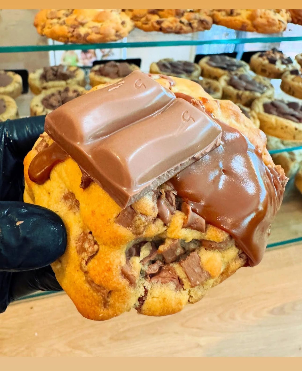 Galaxy caramel stuffed cookie