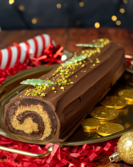 Dubai Chocolate Brownie Yule Log - Collection Only