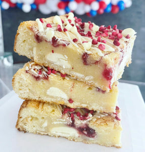 Raspberry & white chocolate blondie